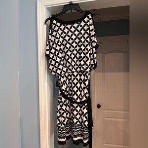 Dress Barn Cold Shoulder Dress - Black and White Pattern